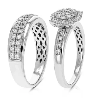 Vir Jewels 1 cttw Lab Grown Diamond Wedding Bridal Set in Sterling Silver For Women