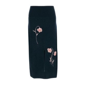 Erdem Embroidered Midi Pencil Skirt - female - Erdem - Midi Skirts - Green - S - Skirts