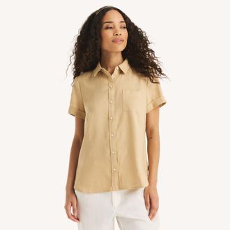 Nautica Womens Linen Camp Shirt