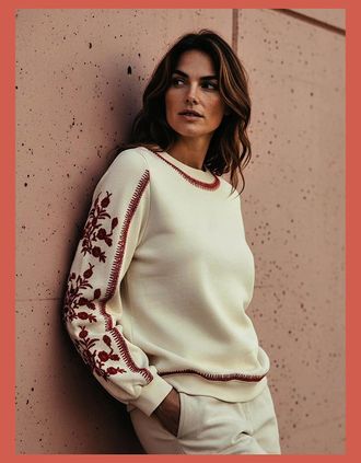 Nooki Design Womens Catalina Embroidered Sweater In Cream - Size: 10/8