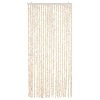 Berkfield Home Soft Fly Curtain Beige & White 90x220 cm Chenille
