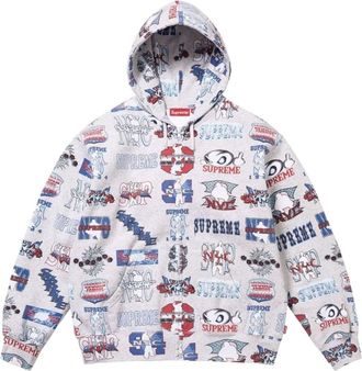 SUPREME SS26 Flash Zip Up Hooded Sweatshirt White SUP-SS26-296-WHT