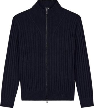 A|X Armani Exchange C&aacute;rdigan de Cremallera Completa de Canal&eacute; - Knitwear - Hombre - Azul - XL