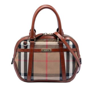 Burberry Pre-owned Burberry Small Leather Trimmed House Check Canvas Bridle Orchard Satchel Ladies 56PFQCKZRADTYEF6