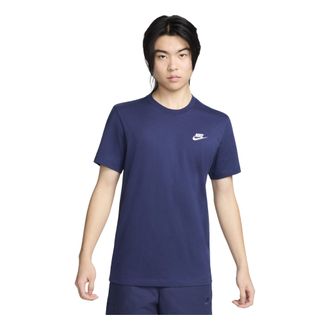 Nike Mens Nike Embroidered Small Round Neck Short Sleeve Deep Navy Blue T-Shirt AR4999-410