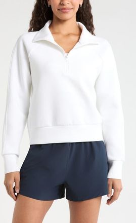 Zella Sporty Half Zip Sweatshirt in White at Nordstrom, Size Xx-Large
