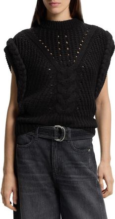 Boss Orange by Hugo Boss Fastina Cable Stitch Sleeveless Sweater in Black at Nordstrom, Size X-Large