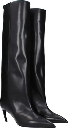 The Attico Womens Black Leather High Heel Boots