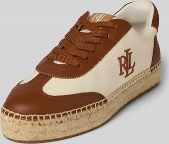 Lauren Ralph Lauren Sneaker aus Leder-Textil-Mix Modell LUIZE in Camel, Größe 36,5