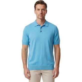 Lords of Harlech Mens Merino Silk Cashmere Polo in Teal at Nordstrom, Size Xx-Large