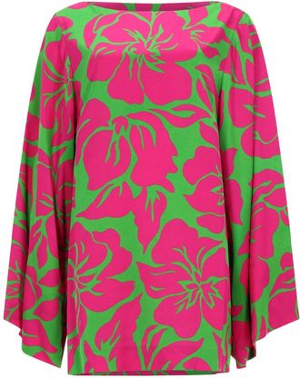 Dries Van Noten Viscose Floral Pattern Boat Neck Blouse