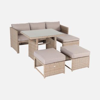 Sweeek Conjunto De Jard&iacute;n De Resina Trenzada Con Mesa, 6 Plazas
