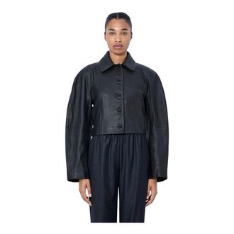 R&oacute;he Cropped jas van generfd leer - Dames - Jassen - Zwart - Maat: XS Leer