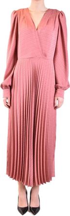 Twinset Roze V-Hals Jurk Lente/Zomer - Dames - Maxi kleedjes - Roze - L - Polyester - Kleedjes