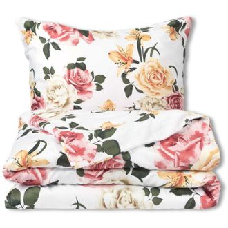 OEM Ropa De Cama De Sat&eacute;n 160x200 Exclusiva Flores De Colores Primavera