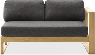 Castlery Rio Outdoor Teak 2-Seater Sofa - Slate - Treated Solid Teak Wood - Durable - Water-Repellent Fabric