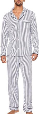 Petite Plume French Ticking Classic Pima Cotton Pajamas in Navy at Nordstrom, Size X-Large