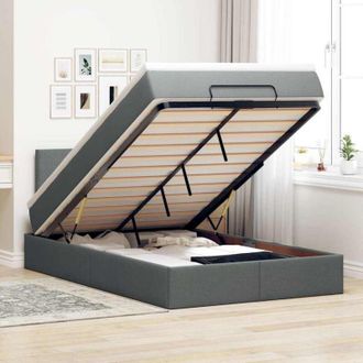 vidaXL Vidaxl - Cama Otomana Con Colch&oacute;n Y Led Tela Gris Oscuro 120x200 Cm