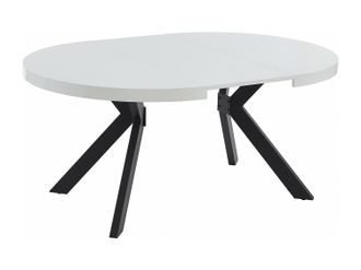 Vente-Unique Mesa de comedor extensible 4 a 8 comensales de MDF y acero - blanco lacado y negro - KOMONI