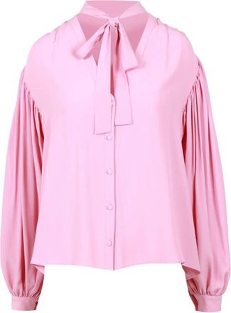 Msgm V-hals Blouse met Knoopsluiting en Strik - Dames - Blouses - Roze - M - Overhemden
