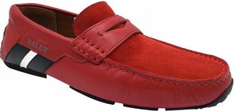 Bally Mens Piotre Leather / Suede With / Web Logo Slip On Loafer Shoes