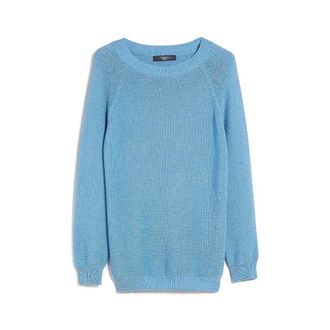 Max Mara Linz Truien - Dames - Ronde hals truien - Blauw - XL - Katoen - Truien & Vesten
