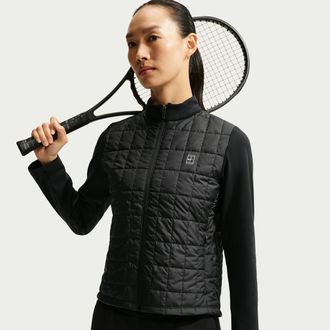 Nike Womens Court Advantage Therma-FIT Winterized Tennis Top in Black | IM9438-010