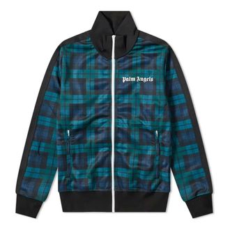 Palm Angels Black Watch Tartan Track Jacket Navy Green PMBD001E20FAB0041201