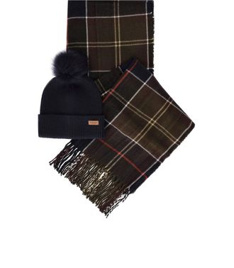 Barbour SET CUFFIA+SCIARPA DOVER/HAILES TARTAN BLU BARBOUR