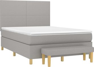 vidaXL Vidaxl - Cama Box Spring Con Colch&oacute;n Tela Gris Claro 140x200 Cm