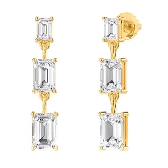 Diamond2Deal 14k Yellow Gold 4 Ct Radiant Cut Lab Grown Diamond Drop & Dangle Earrings VVS-VS, E-F