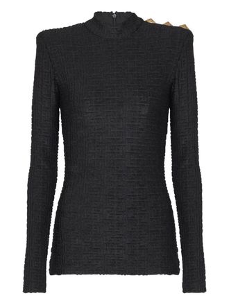 Balmain Womens Monogram High-Neck Top