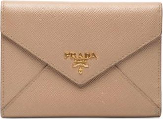 Prada Pre-owned Wallets, female, Beige, Size: ONE SIZE Pre-owned Saffiano Letter Leather Wallet