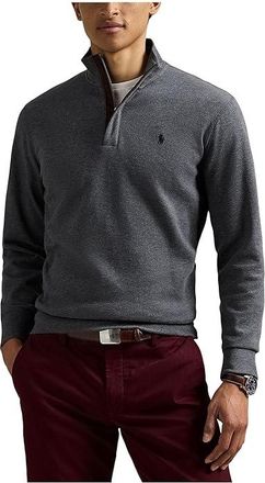Polo Ralph Lauren Luxury Jersey Quarter-Zip Pullover Mens Clothing Barclay Heather : 2XL, Viscose/Nylon/Cotton