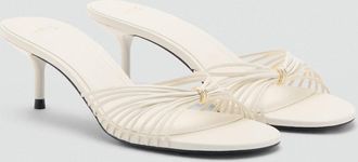 Mango Sandali tacco fasce bianco - Donna - 35 - MANGO