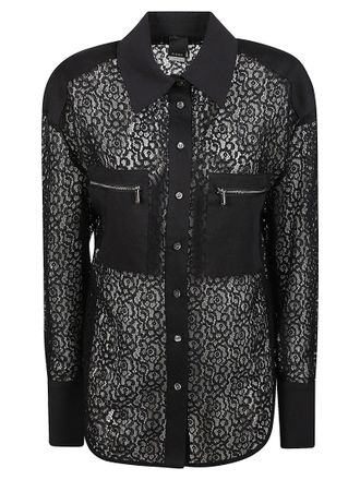 Pinko Magliocco Sheer Lace Floral Shirt