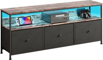 OEM Mueble De Tv - Estilo Retro - Paneles De Part&iacute;culas Y Metal - Led 7 Colores - 3 Cajones, 1 Estante