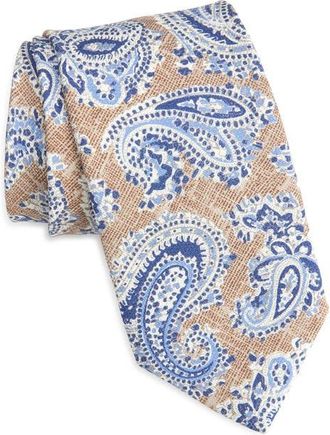 David Donahue Paisley Silk Tie in Cocoa at Nordstrom