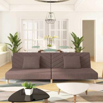 vidaXL Sof&aacute; Cama De 2 Plazas Con Dos Almohadas Tela Gris Taupe Vidaxl