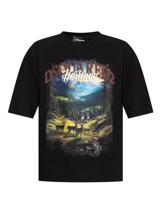 Dsquared2 Mens Canada T-shirt - Black Cotton - Size Medium