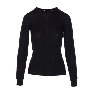 Elisabetta Franchi Zwarte Zijde & Nylon Trui - Dames - Ronde hals truien - Zwart - XS - Nylon - Truien & Vesten