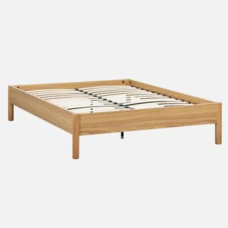 Sweeek Cama Con Somier De L&aacute;minas 140x190cm Decoraci&oacute;n Madera
