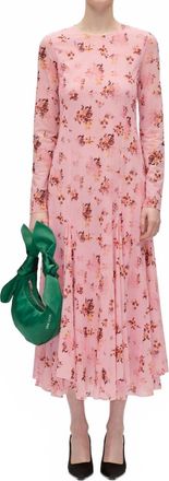 Stine Goya Long Sleeve Ruffling Dress In Pink Magnolias