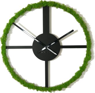 OEM Reloj De Pared De Metal Negro Con Musgo, 50 Cm