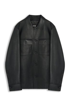 BOSS C MALID LEATHER JACKET Size: 50, colour: BLACK