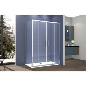 Nova Box Doccia 2 lati 70x170 cm fisso + porta scorrevole apertura centrale H195 cm GAIA Cromato