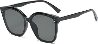 Generic Fashionable Square Large Frame Sunglasses Mens And Womens Polarized Driving Party Photo Shooting Sun Glasses(Black)