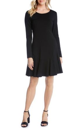 Karen Kane Montana Long Sleeve Jersey Fit & Flare Dress in Black at Nordstrom, Size Small