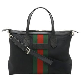 Gucci Pre-owned Tote Bags, unisex, Black, Size: ONE SIZE Pre-owned Nylon Tote Bag
