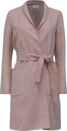 Max Mara Wrap Coat with Pockets in Pink Wool